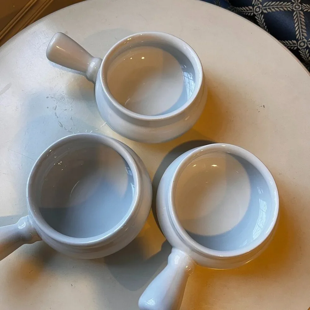 3 Sur La Table Blanc Individual Handled Soup Bowl